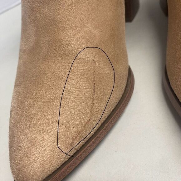 ZBY Women’s Tan Beige Ankle Boots Side Gore Size 7 Block Heels See Description - Picture 12 of 12